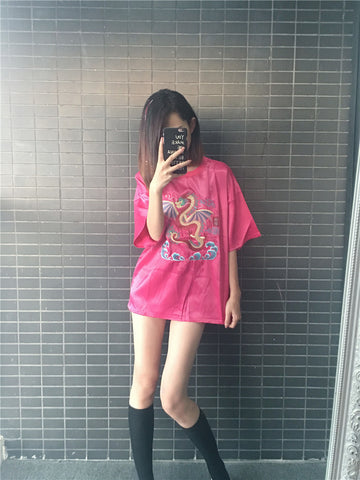 Women Embroidery Dragon T Shirt