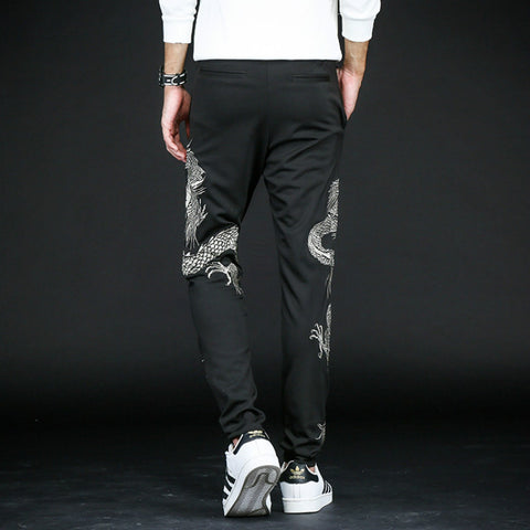 Silver Embroidery Dragon Pants