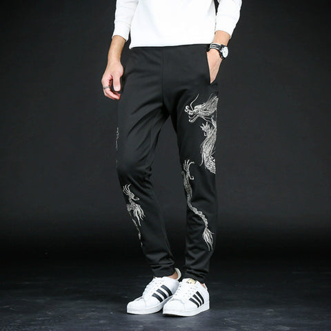 Silver Embroidery Dragon Pants
