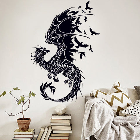 DIY Dragon Birds Mural Art