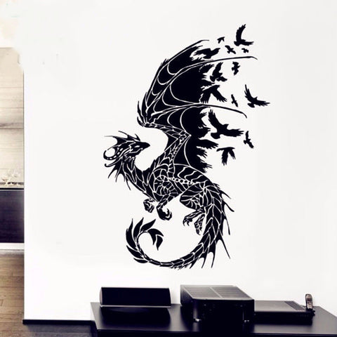 DIY Dragon Birds Mural Art