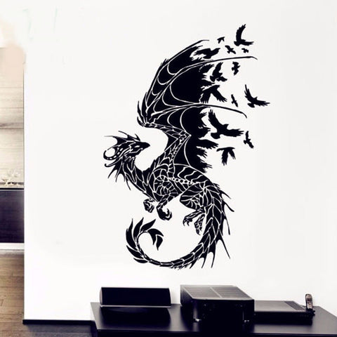DIY Dragon Birds Mural Art