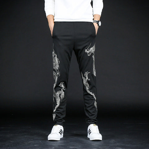 Silver Embroidery Dragon Pants