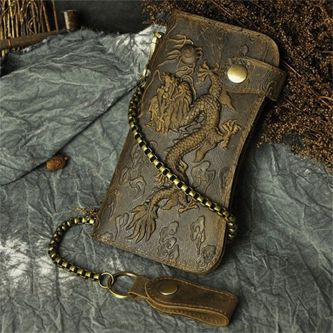Dragon Pattern Leather Wallet